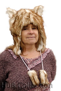 Faux Fur Wolf Animal Hat with Ears and Tassels