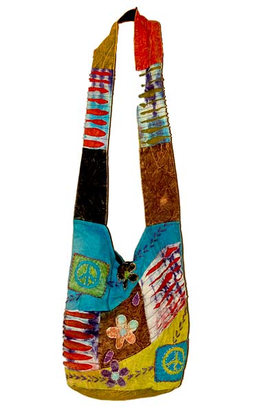 Ethnic hippy bag with ripped panels | HuB Collection